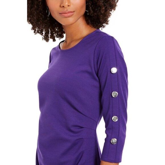 NY Collection Sheath Dress Petite Medium Purple PM Knit NEW - Picture 9 of 11